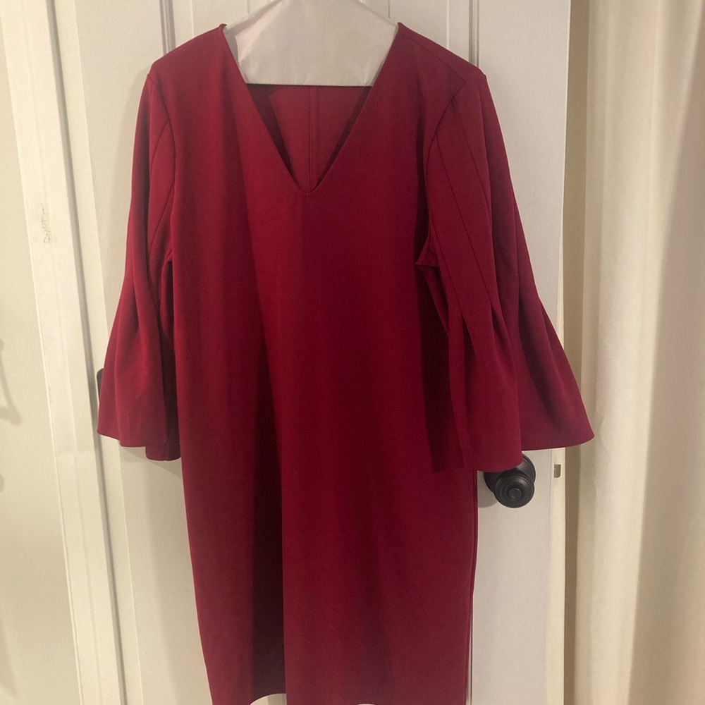 Elegant Cranberry V-Neck Dress